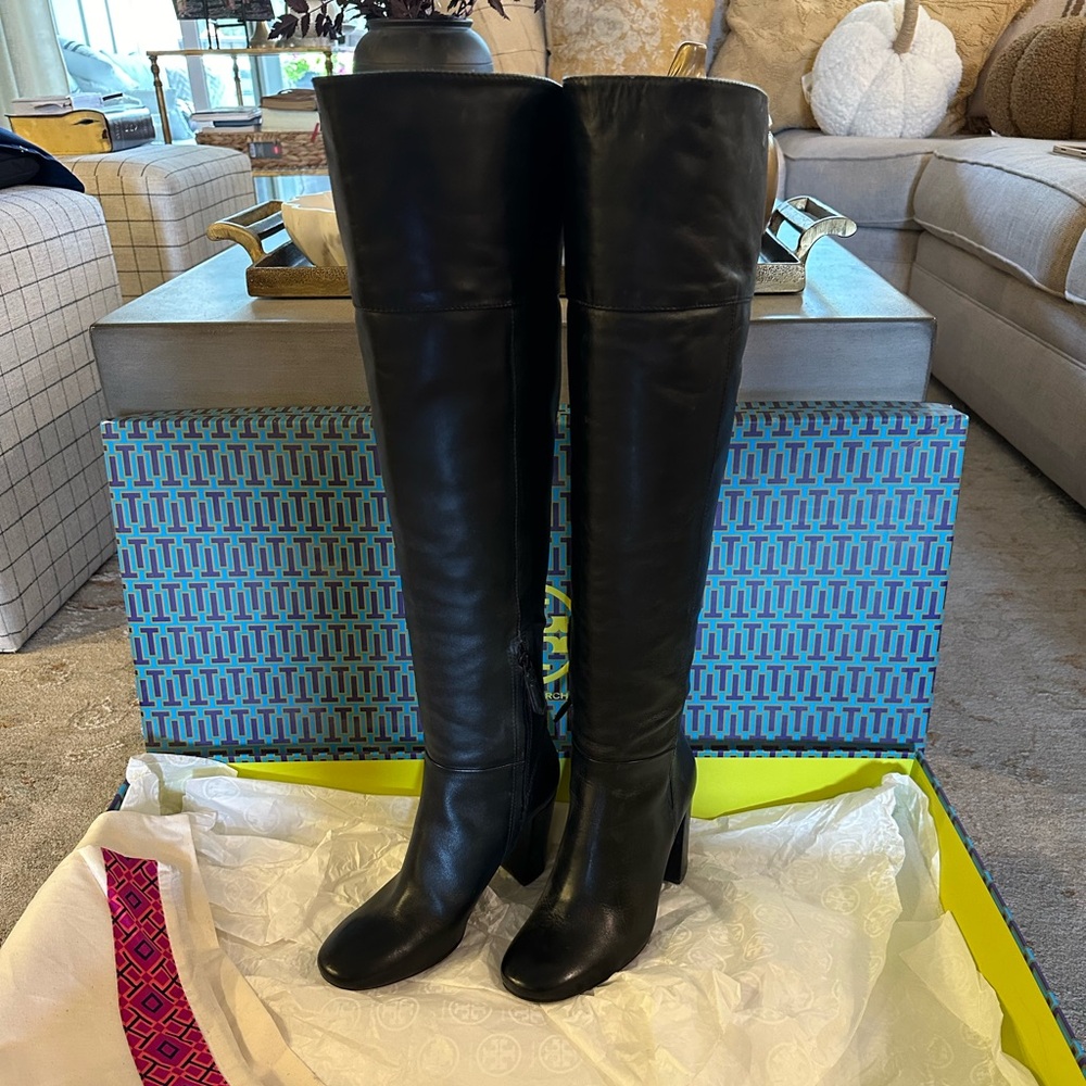 Tory Burch  7.5 Black Over The Knee Bowie Boots